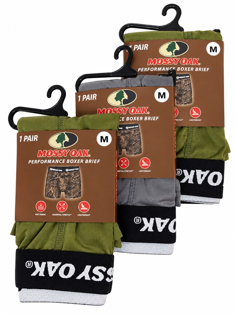 Mossy Oak Performance Boxer Briefs - Olive Green & Gray